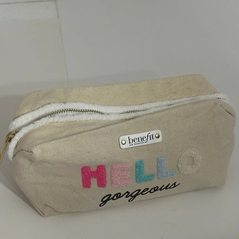 NEW Benefit Cosmetics Hello Gorgeous Canvas Makeup Bag Pouch | Limited Edition